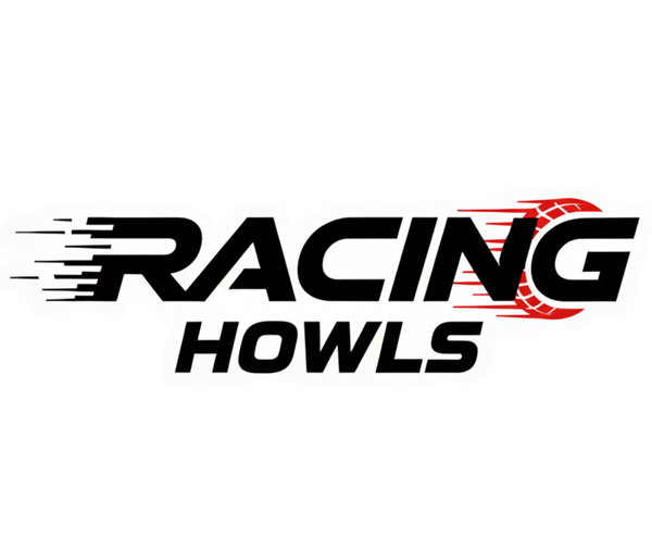 Logo of 'Racing Howls' with dynamic text design on a white background